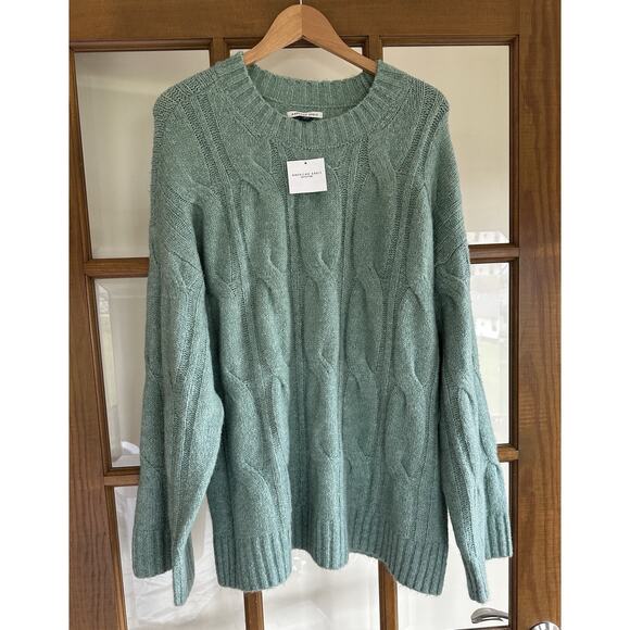 NEW AMERICAN EAGLE Whoa So Soft Cable Knit Sweater In Softest Jade XL - Picture 1 of 6